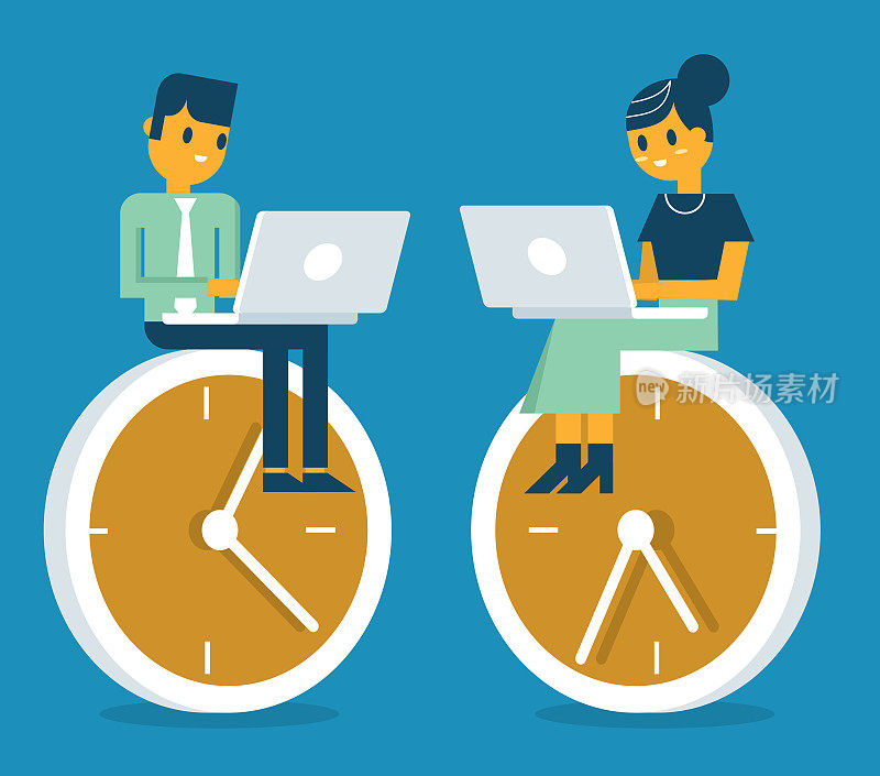 Business People working on clock